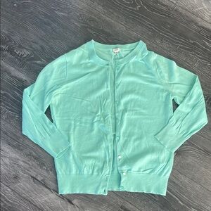 J. Crew Light Green Classic Cotton Button-Up Cardigan Sweater